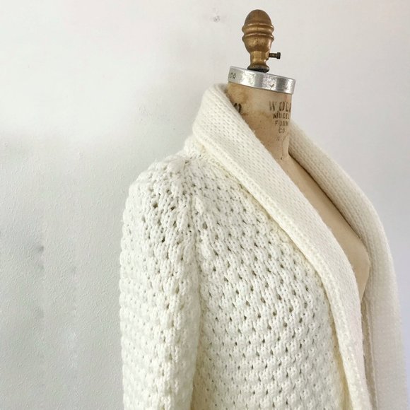 1970s vintage knit shawl collar sweater cardigan pave knit MEDIUM - Picture 7 of 9